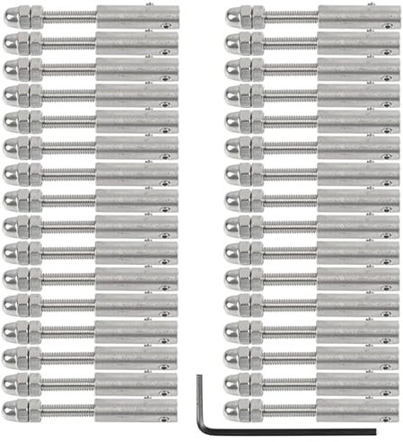 Drahtseilklemme 32 Stück Kabelgeländer-Drahtseil, 3 mm, 1/8 Zoll Gewindebolzen, Spannung, Endmontage, Klemme, Kreuzklemme mit Schraubbolzen Seilklemme