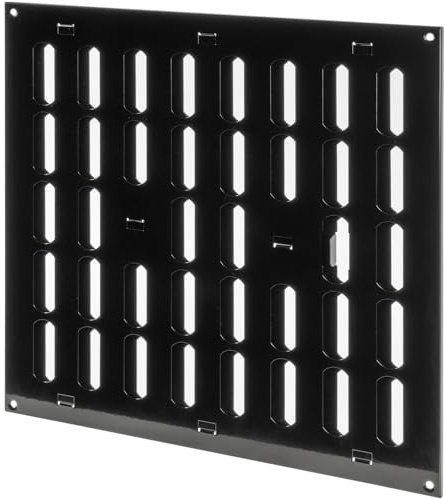 Repa Market 30,48 cm x 30,48 cm (yttre mått) svart justerbart luftväggventilationsskydd – inomhus utomhus metallgaller värmekylning ventilation för hem garage, skjul, öppna och stängningsregister (300