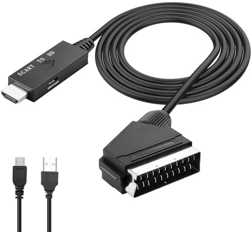MEIRIYFA Convertitore SCART a HDMI Con Interruttore HD 720P/1080P - Adattatore Audio Video per Monitor HDTV, Proiettore, STB, VHS
