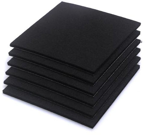 Hoappa Furniture Pads for Chair Furniture Legs, 6 PCS Black Self-Adhesive Floor Protectors Felt Pads, 150mm x 150mm and 5 mm Thick
