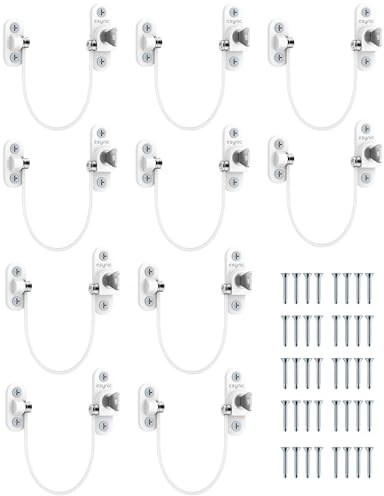 eSynic 10 Pack Window Restrictors with Self Screws & Keys for Baby Safety | Easy to Install|Limiting Opened Distance and Ventilation|Baby&Pets Proof|Window Lock for UPVC PVC Wooden Aluminum Windows