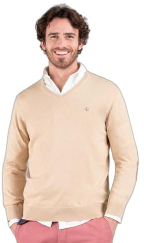 El Ganso Jersey Cuello Pico Coderas Beige