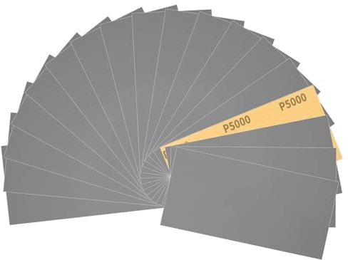 Sruhrak Schleifpapier Set 23 x 9 cm Sandpapier 5000 Körnung Schleifpapie | 20 Stück Nass und Trocken Fein schmirgelpapier für Holz, Metall, Auto, Lack, Stein, Glas und Möbel