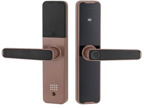 Fingeravtrycks-dörrlås, smart dörrlås, elektroniskt dörrlås med fingertrycksnyckel och digitalt tangentbord kod dörrlås, magnetkort/nyckel/tillfälligt program upplåsning (roséguld)