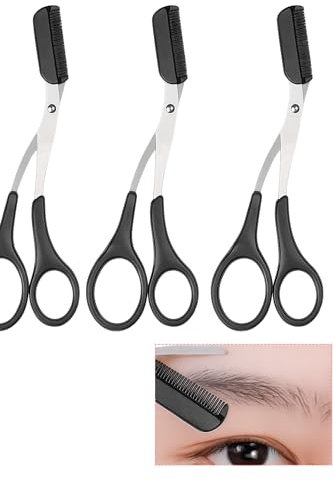 3er pack Augenbrauenschere - Schere abnehmbarer Augenbrauen Kamm für Männer Frauen´Augenbrauenschere Mit Kamm, Augenbrauen Schere, Professionelle Augenbrauen Schere, Augenbrauen