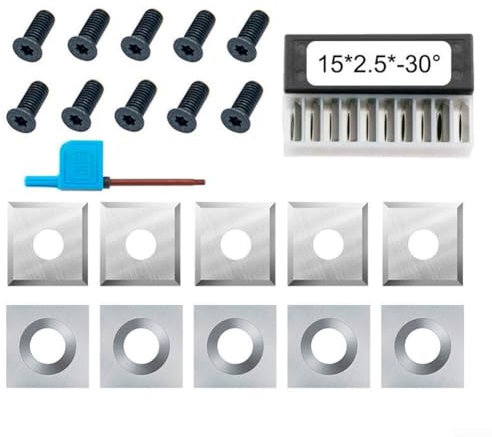 rts en carbure de tungstène, Lames de Tournage carrées à 4 Faces de 15 mm pour Tour à Bois, raboteuse, Outils de Travail du Bois avec vis et clé