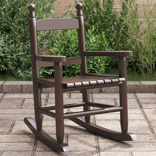 WKIEQACO Mecedora para niños, color marrón, madera maciza, de álamo