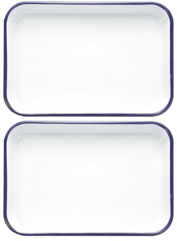 sourcing map 2 bandejas de carnicero de 30 cm x 20 cm, bandeja rectangular de metal con revestimiento de triple esmalte, herramienta de pintura para pintura artística, pintura acrílica, mezcla de