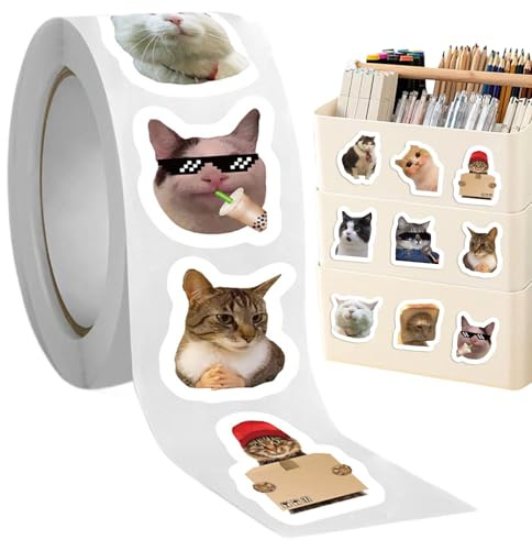 Adesivi Di Meme Per Gatti | 500 Pezzi Adesivi Impermeabili, Decalcomanie Per Auto Per Laptop, Bottiglie D'acqua E Bracciali | Divertenti Per Adolescenti, Adulti, Giovani, Scuola, Famigl