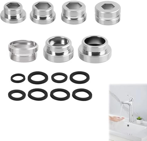 7-teiliges Wasserhahn Adapter Set, Adapter Für Gartenschlauch Und Küchenwasserhahn Mit Dichtungen, Robustes Design Für Zuverlässige Nutzung, Adapter Gartenschlauch Auf Wasserhahn, Wasserhahn Adapter