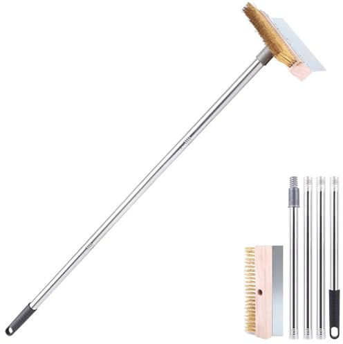 Cepillo de limpieza para horno de pizza, herramienta de limpieza con raspador para cocinas domésticas y uso comercial, mango largo, cepillo resistente
