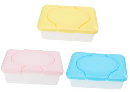 CONGARTENO Contenitori 3 Pezzi per Salviette Umidificate per Ragazzo Ragazza Colore Casuale in Plastica Resistente Design Semplice Comodi lo Stoccaggio per Desktop e Culla