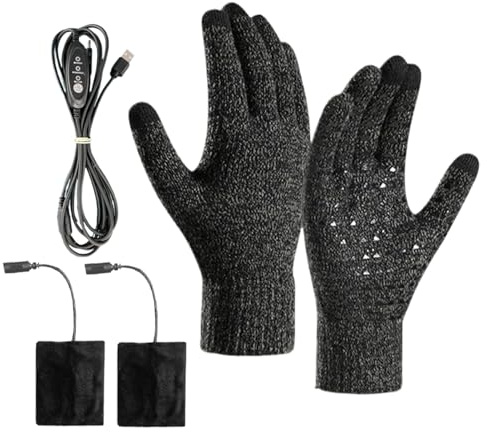 Ratpzou Guantes De Invierno Calentados - Guantes Térmicos USB | Manoplas con Calefacción Y Pantalla Táctil para Manos para Acampar Snowboard Motociclismo Actividades Al Aire Libre Esquí Senderismo