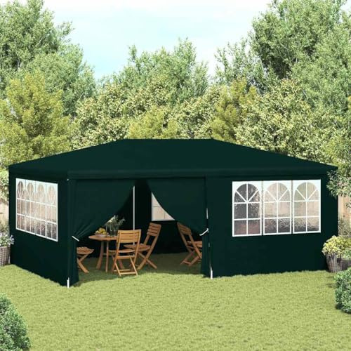 QJBSAVVA Partyzelt 4x6 m Grün mit Seitenwänden 90 g/m² PE Robustes Material UV- und wasserabweisend für Gartenfeste Camping und Events für Garten Balkon und Terrasse
