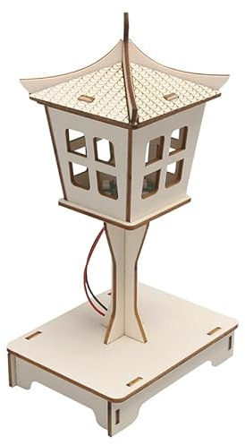 Kit di lampade in legno per bambini, per esperimenti scientifici, modello di luce intelligente in stile pagoda fai da te con sensore sonoro | STEM Science Kits Progetto di ingegneria educativa per la