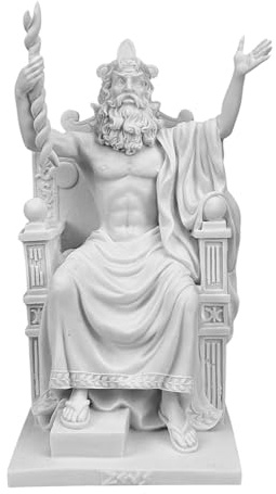Zeus Statue aus gegossenem Marmor – griechischer & römischer Vater der Götter – handgefertigte klassische Mythologie Skulptur 25 cm