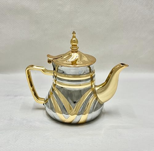 Tetera marroquí/árabe de acero inoxidable con diseño elegante. Con filtro integrado. Selecciona el tamaño adecuado para tí y/o para tu familia. Mango Anticaliente. (0.8 L)