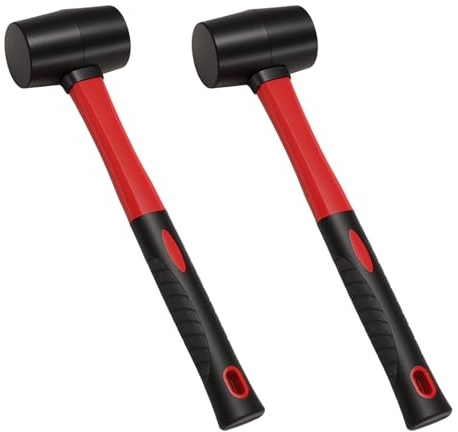 SOUJAP Rubber Mallet, 8 oz, Fibre Handle, Red and Black, 280 x 77 x 46 mm, 2 Pack