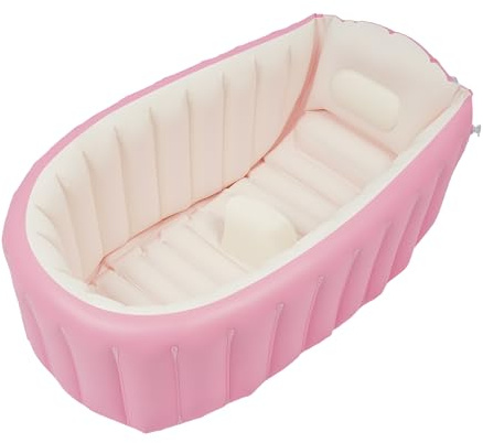 TFGXUE Bañera hinchable para niños, plegable, antideslizante, incluye bomba inflable y kit de reparación, color rosa