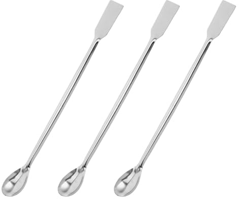 ARTSEWPLY Set da 3 Spatole da Laboratorio in Acciaio Inossidabile a Doppia Estremità Manico lungo 19,5 Cm, Cucchiai per Campionamento Chimico e Pulizia Crogioli ad Alta Temperatura