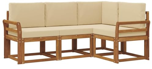 vidaXL Outdoor-Sofagarnitur 4 STK. Natur und Beige
