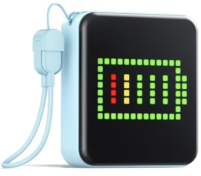 ORICO PixCharge Power Bank Pixel LED, 5000mAh con USB C Cavo, Blu | 256 Pixel LED, animazioni fai-da-te, controllo via App, Sicuro in Aereo, Essenziale da Viaggio, compatto e leggero (132g)
