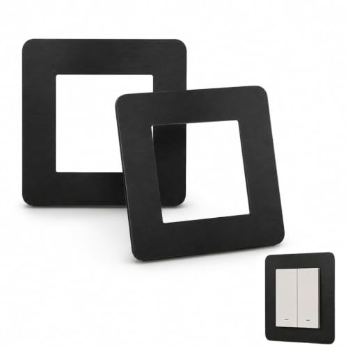 Tinminx 2PCS Black Light Switch Surround Plates, Acrylic Single Switch Cover Plates, 14.6 x 14.6 cm Self Adhesive Wall Socket Surrounds for Home, Office and Room Decoration
