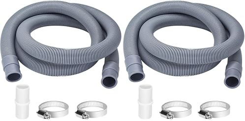 Ablaufschlauch Verlängerung für Waschmaschinen, 5M Universal Waschmaschinenschlauch, Ablaufschlauch Geschirrspüler Verlängerung Set inkl Schlauchverbinder und Schlauchschellen (Packung mit 2)