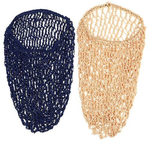 SHOWERORO 2 Stück Netz Schlafmützen aus Polyester Waschbar Hält Haare Ordentlich in Navy und Khaki für Haarschutz Beim Schlafen