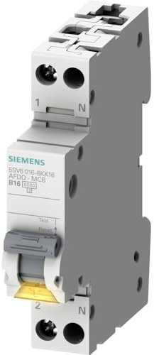 Siemens 5SV60166KK10 Brandschutzschalter-LS-Kombi (AFDD/LS) 6kA B10 1P+N 230V kompakt, Brand- und Überlastschutz in 1TE (50% Platzersparnis), Fehlerlichtbogen-Schutzeinrichtung