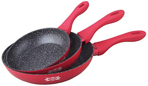 HAUSSMANN heritage –Set 3 Poêles de Haute qualités20/24/28 cm - Revêtement type pierre - Tous feux dont induction - Sans PFOA-HM-0397R