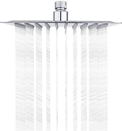 Ibergrif M20292 Regendusche Duschkopf 8 Zoll, Quadrat Regenduschkopf 20x20cm, Edelstahl Duschkopf Gartendusche Durable, Selbstreinigende