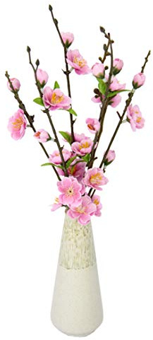 Flair Flower Künstlicher Kirschblütenbund in Vase aus Keramik Künstliche Zweige Kunstblumen Künstliche Deko Unechte Blumen Kunstblume Frühjahrsdekoration Tischdeko Frühjahr Ostern Floristik 40x16 cm