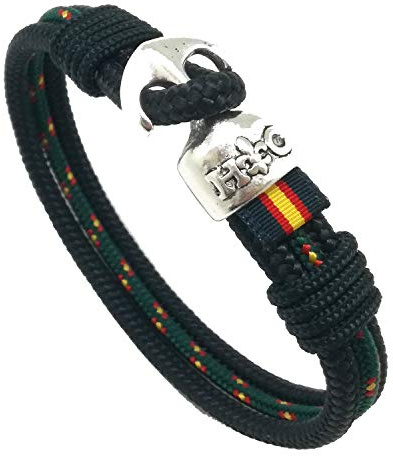 Hispania Colors Pulsera- Yacht azul marino, cierre de ancla y bandera de España. (Verde, 22)