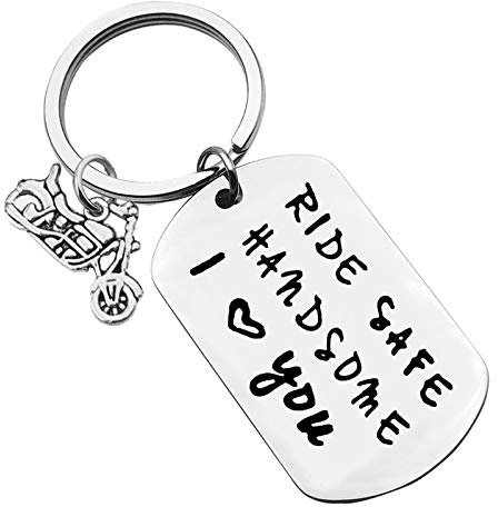 Vadaka Biker Gift Ride Safe Keychain Motorcycle Jewelry Valentine's Day Present New Driver Gift Couple Jewelry for Boyfriend Husband Christmas Anniversary Birthday Present for Biker Couple Keychain