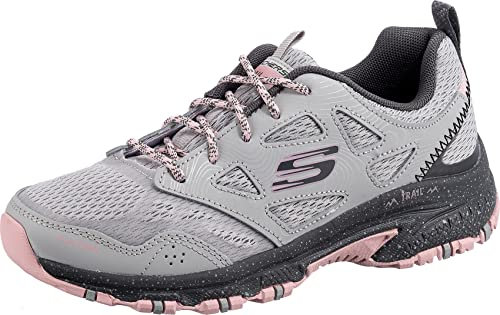 Skechers Damen Hillcrest Pure Escapade Sneaker, Gray Leather Mesh Pink Trim, 37 EU
