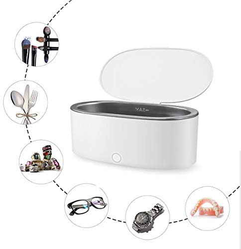 JHM-Professional Ultrasonic Jewelry Cleaner,High Frequency Eyeglasses Cleaning Machine 48Khz Ultrasonic Cleaner for Rings Coins Bracelet Low Noise with 500Ml,White