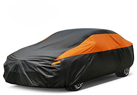 GUNHYI Car Cover for Automobiles All Weather Waterproof, Universal Fit Sedan Ford Mustang, Chevy Camaro/Malibu, Kia Optima, Hyundai Sonata, Nissan Altima, Volkswagen Passat, Tesla Model 3 etc.