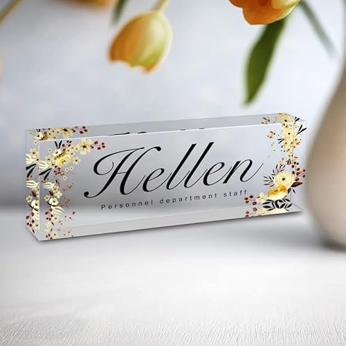 Fanery Sue Custom Office Name Plate for Desk, Personalized Acrylic Name Plate with Name&Title, Office Desk Decor for Men Women, 8 * 2.5 * 1.2inch(Text Only-Style 16）