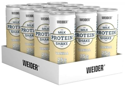 WEIDER Milk Protein Shake Vanille, Eiweißshake mit 25g Protein, 12er-Pack, 12 x 250 ml