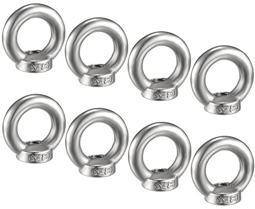 M METERXITY 8 Stück Ring Hebe Ösen Muttern Zaunleuchter Edelstahl Innengewinde Ösen Muttern Maschinen Anwenden Heben Ringschraube (M8 Silberton)