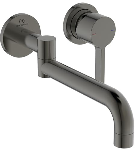 Ideal Standard – Gusto Wand-Küchenarmatur, Ausladung 246 mm, mit FirmaFlow Kartusche, Schwenkbereich 120°, Luftsprudler innenliegend, Unterputz, Magnetic Grey