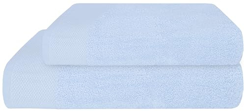 PERLARARA Set Asciugamani Viso e Bidet in Cotone, Morbidi e Confortevoli in Spugna 460 gr/mq, Asciugamano 60x110cm Ospite 40x60 cm - Cielo 225