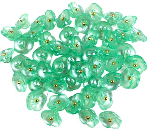 Heyiwell 50 grüne Blumenknöpfe mit Schaft zum Nähen von Kleidungsstücken, Hemden, Basteln, Scrapbooking, 11,5 mm
