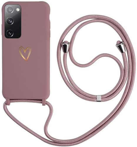 Handyband für Samsung Galaxy S20 FE Hülle mit Band, MoEvn Herz Design Silikon Necklace Handyhülle mit Verstellbar Abnehmbar Kordel zum Umhängen Stossfest Schutzhülle für Samsung S20 FE 4G/5G, Pink