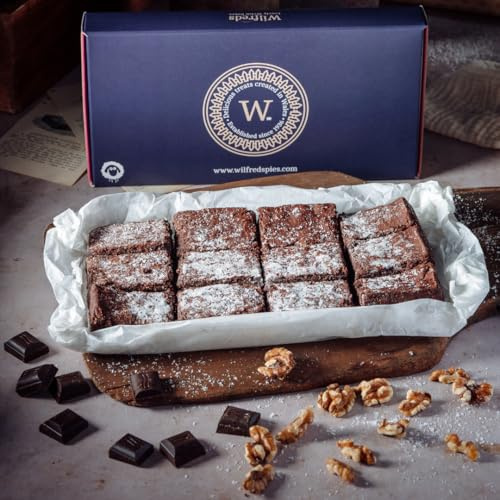 Wilfreds Decadent Chocolate and Walnut Brownies: 12 Rich Belgian Chocolate Brownies in a Letter Box Gift-Ready Box - Perfect for Satisfying Your Sweet Cravings or Gifting to Loved Ones