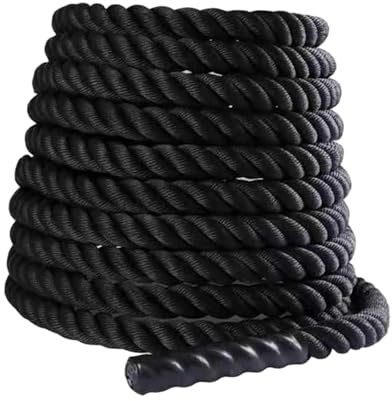 JISADER Corda da Battaglia Attrezzatura Corda per Il Fitness Corda per Arrampicata Fisica Migliora la Forza 2.8M/3M Corda per Allenamento Corda per Esercizi, 25 mm x 3 m Nero