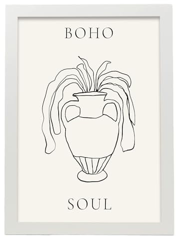 Nacnic Vase boho amphore Feuille. Dans VSE FLORAL Affiche. Tableaux décoratifs esthétiques pour votre salon, chambre, maison Tailles A3 avec des cadres blancs