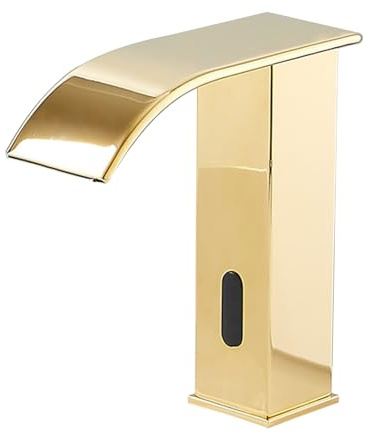 XJTNLB Waschtischarmatur Sensor Wasserfall Wasserhahn Wasserfall Bad Wasserhahn mit Sensor Warm Kalt aus Messing,Gold,A
