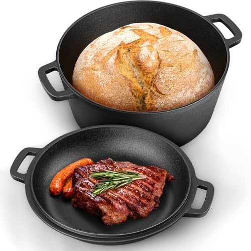 P&P CHEF Forno olandese in ghisa 2 in 1 con coperchio